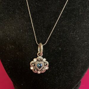 Elegant Silver Pendant Necklace with Blue Heart